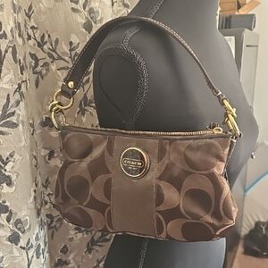 Coach Dark Brown Signature Shoulder Bag